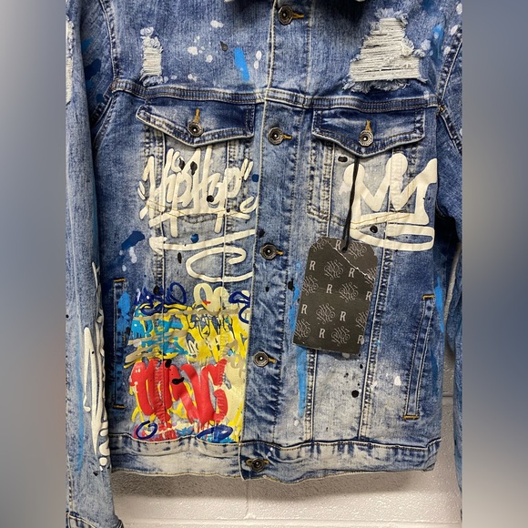 NWT Men’s LG Rutherford Distressed Jean Jacket - Picture 2 of 12